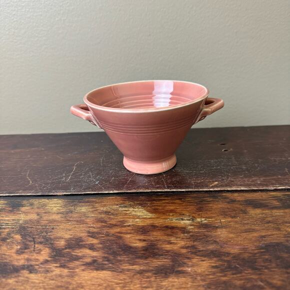 Vintage 1940s Harlequin Homer Laughlin Rose Sugar Bowl‎ Art Deco Handles - Picture 6 of 6